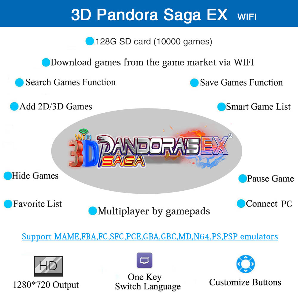 128GB 3D Pandora Saga EX2 Arca - огляд і ціна Trackball Controller Arcade
